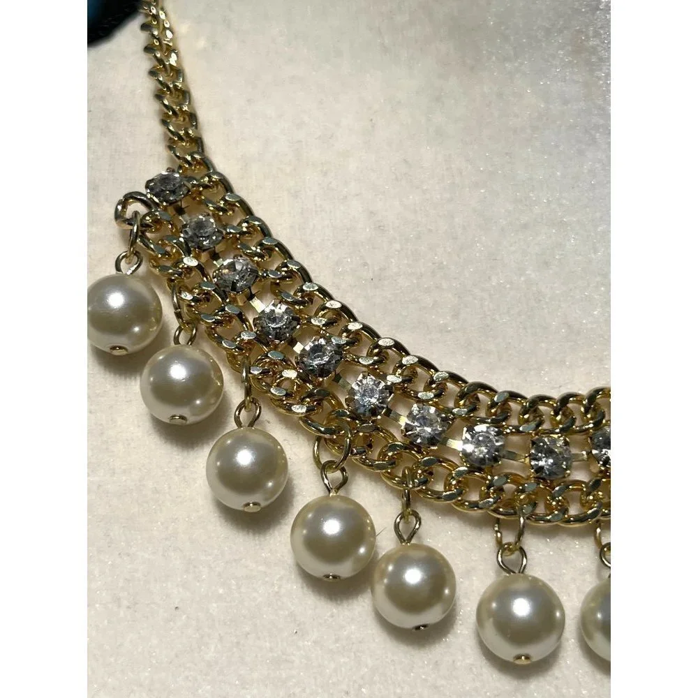 Gold-tone Crystal Statement Necklace -- 18